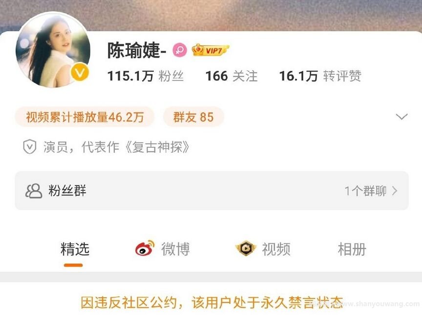 陈瑜婕为什么封 网传从事间谍被抓微博被永久封禁?